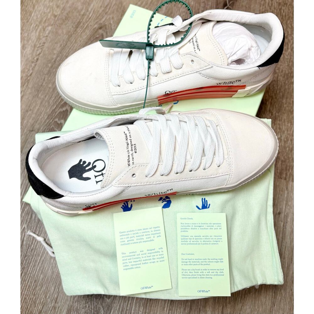 NIB - Off-White Low Top Vulcanized Sneakers - Blk/Wht EU 40 - Picture 2 of 11